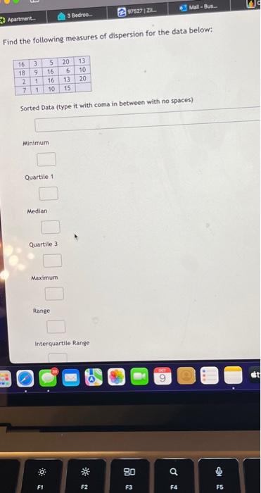 Solved Find the following measures of dispersion for the | Chegg.com