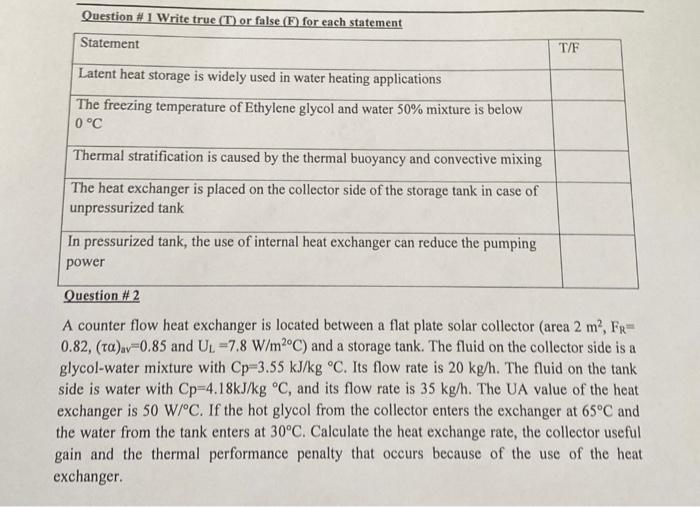 Solved A counter flow heat exchanger is located between a | Chegg.com