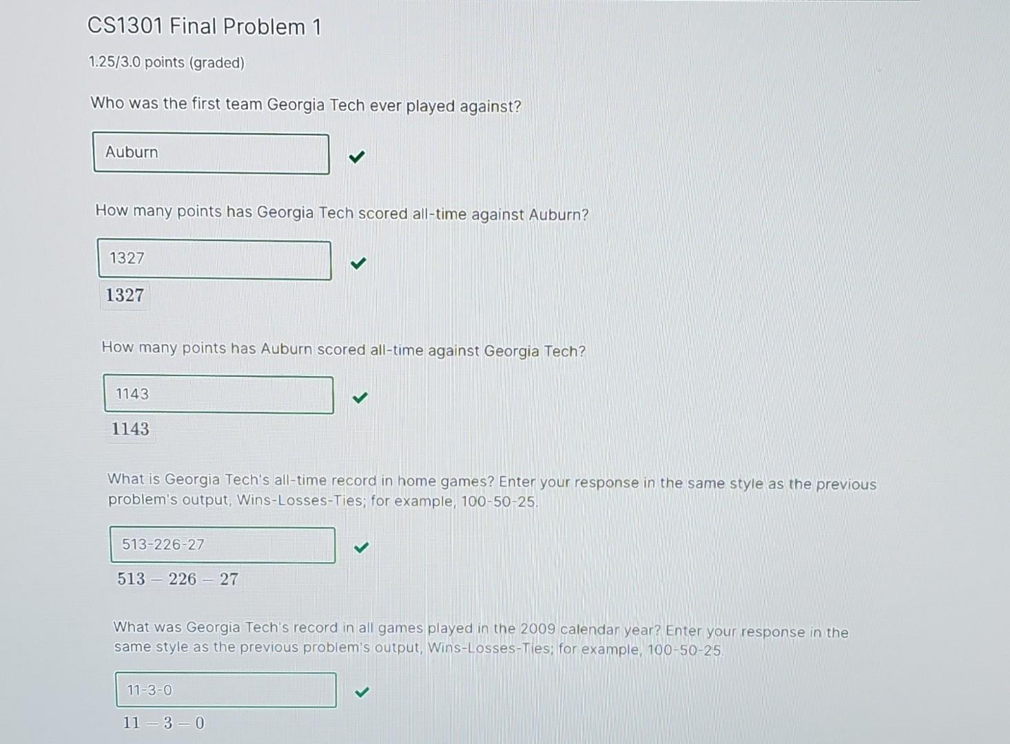 Solved CS1301 Final Problem 7 (Sandbox) (External resource) | Chegg.com