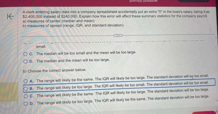 Solved A Clerk Entering Salary Data Into A Company | Chegg.com