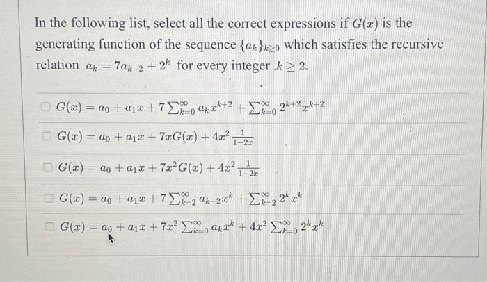 Solved In the following list, select all the correct | Chegg.com
