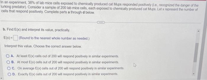 Solved In an experiment, 38% of lab mice cells exposed to | Chegg.com