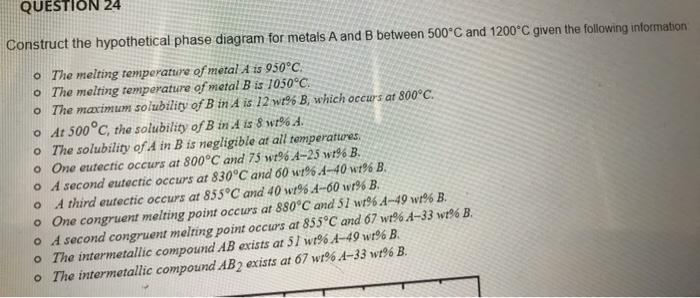 Solved QUESTION 24 Construct The Hypothetical Phase Diagram | Chegg.com