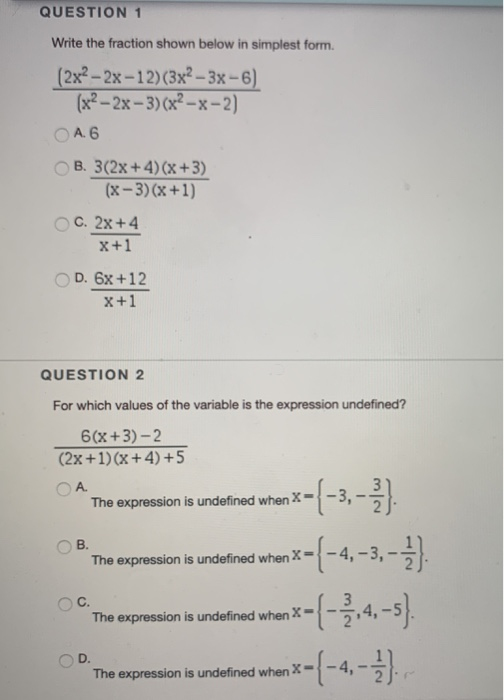Question 1 Write The Fraction Shown Below In Simplest Chegg 