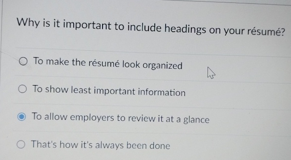 Solved Why is it important to include headings on your | Chegg.com