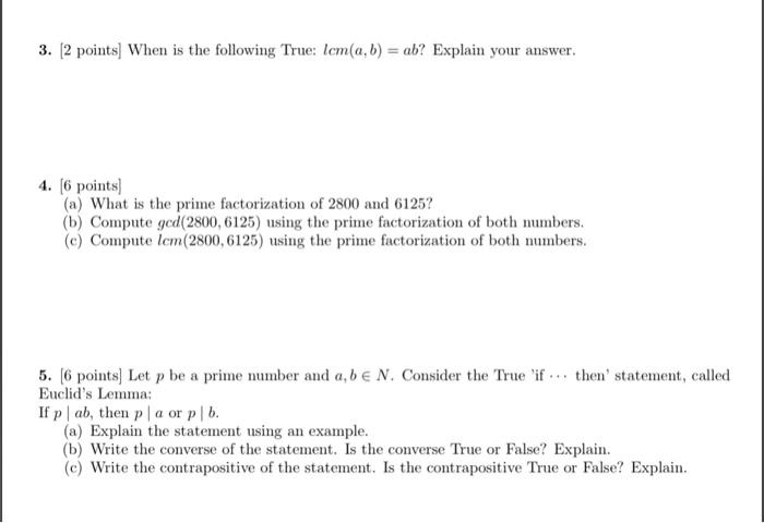 Solved 3. [ 2 points] When is the following True: | Chegg.com
