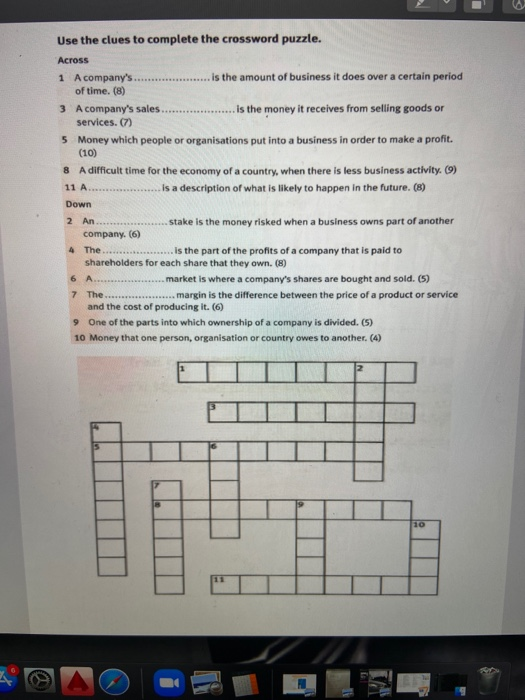 Solved Use the clues to complete the crossword puzzle Chegg com