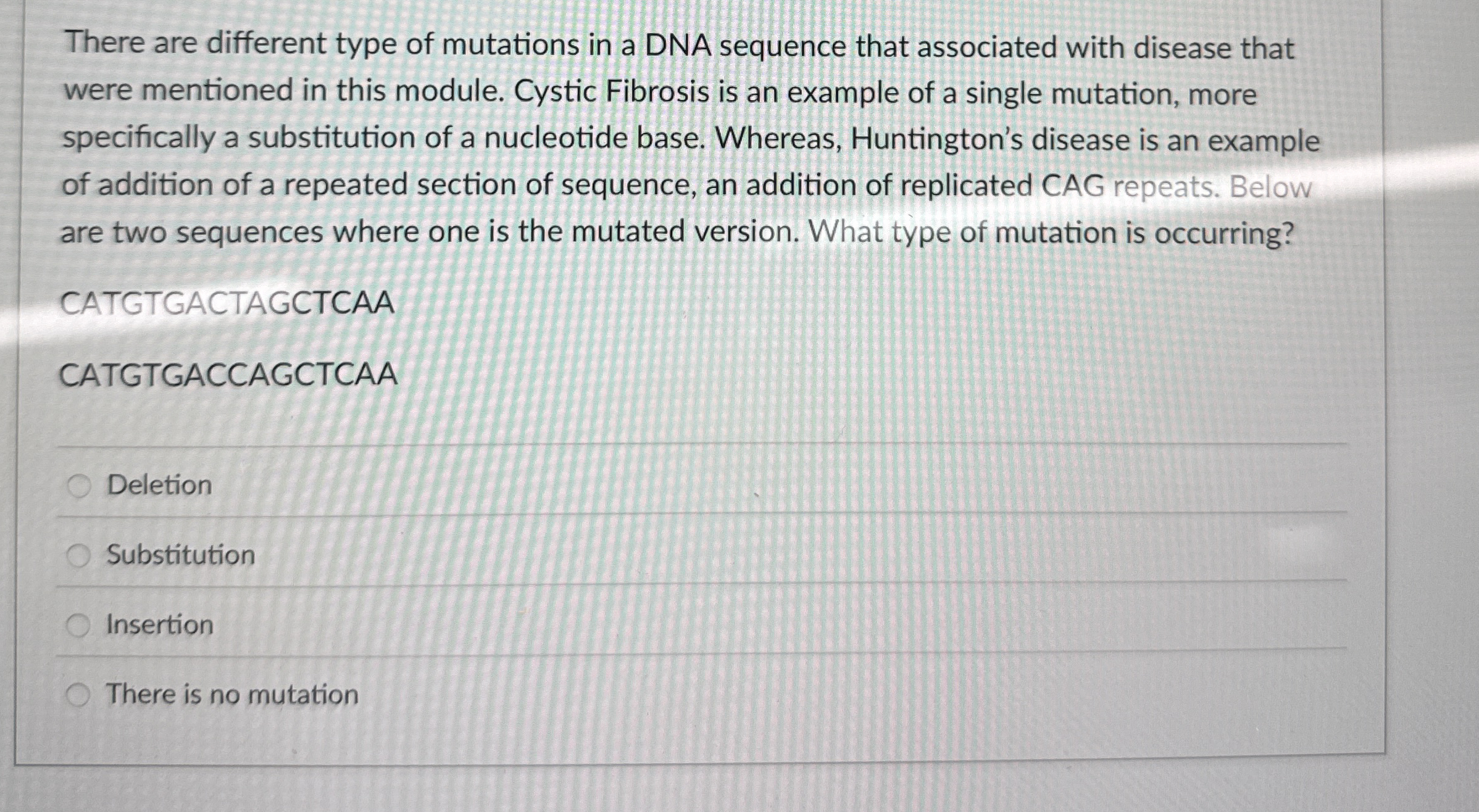 Solved There are different type of mutations in a DNA | Chegg.com