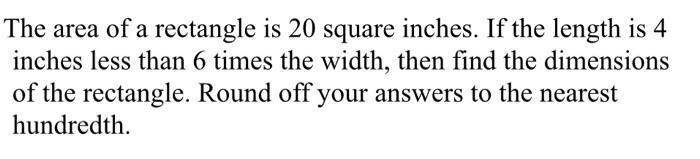 solved-the-area-of-a-rectangle-is-20-square-inches-if-the-chegg