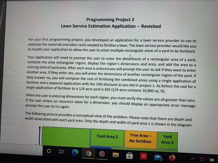 Solved Programming Project 2 Lawn Service Estimation | Chegg.com