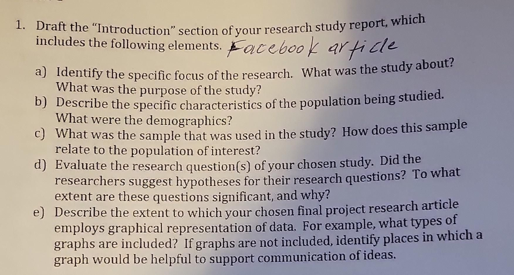 write an introduction to a research report that you would like to carry through brainly