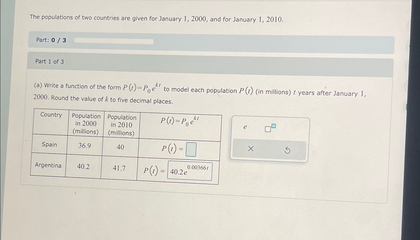 Solved The populations of two countries are given for | Chegg.com