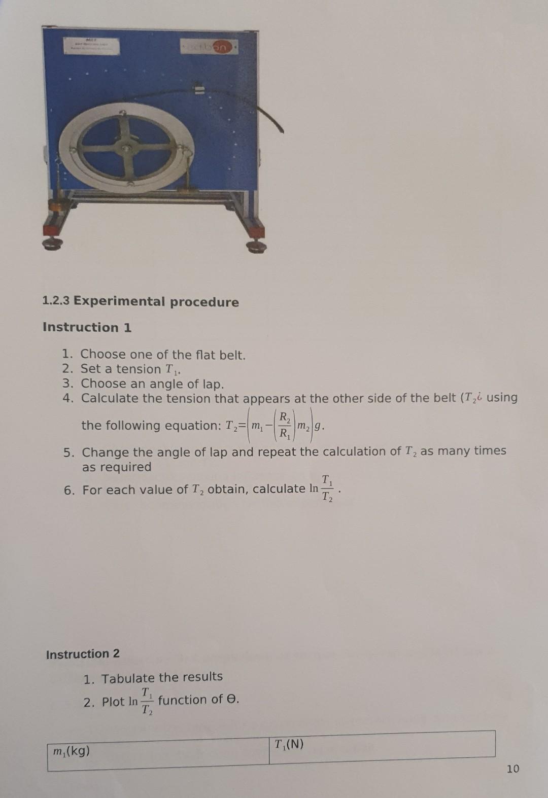 1.1.3 Experimental Procedure Instruction 1 1. Set | Chegg.com