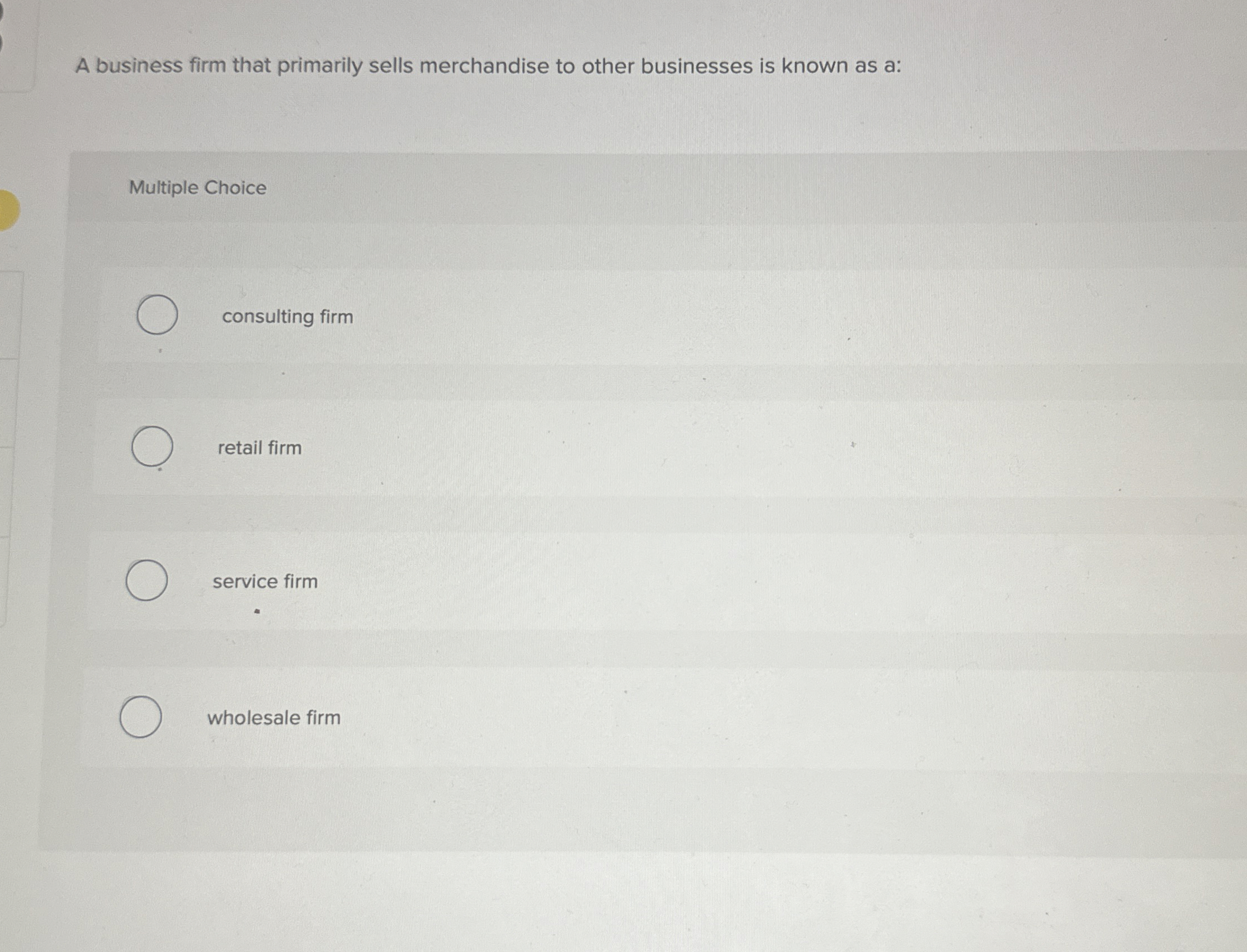 Solved A business firm that primarily sells merchandise to | Chegg.com