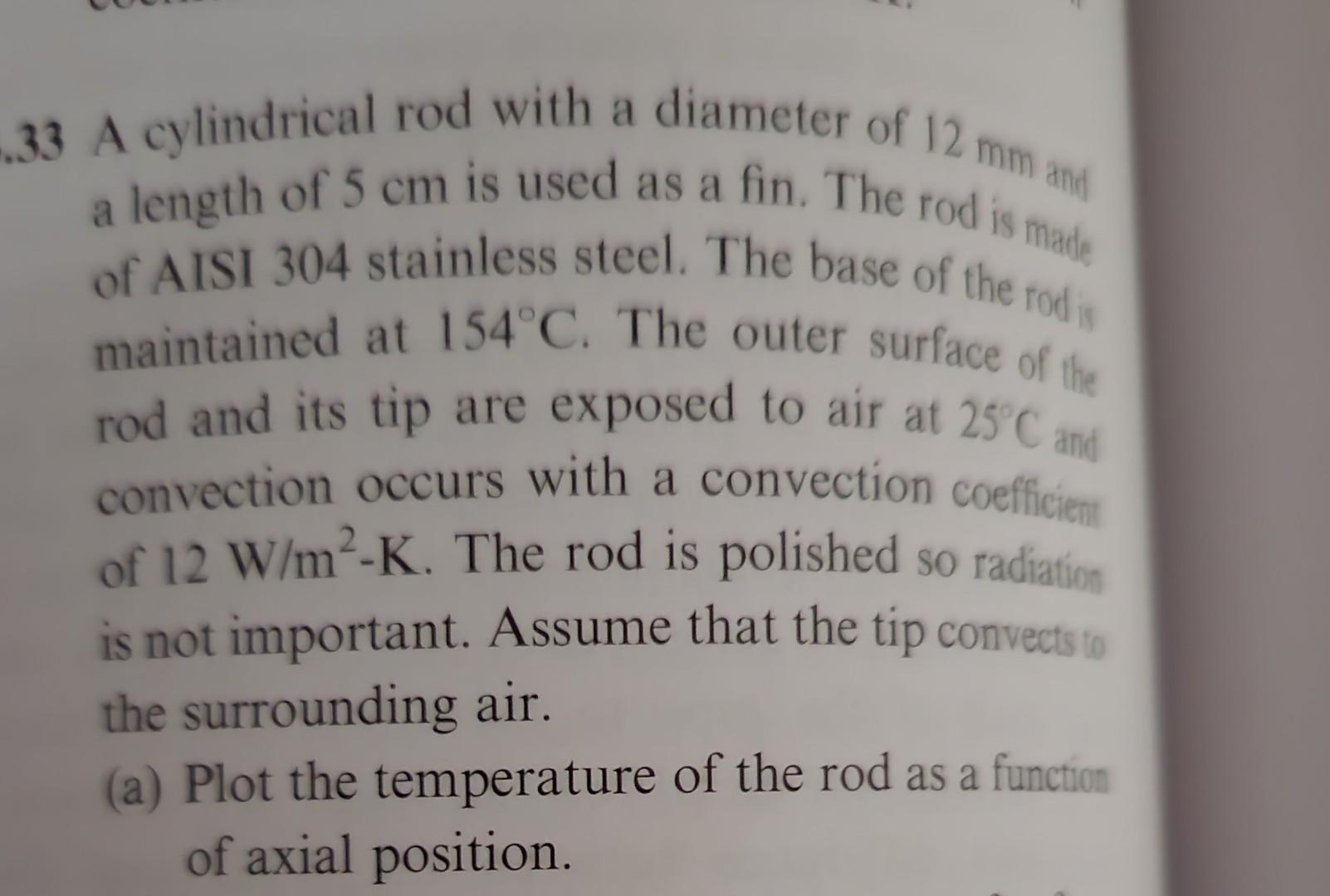 Solved 33 A cylindrical rod with a diameter of 12 mm and a | Chegg.com