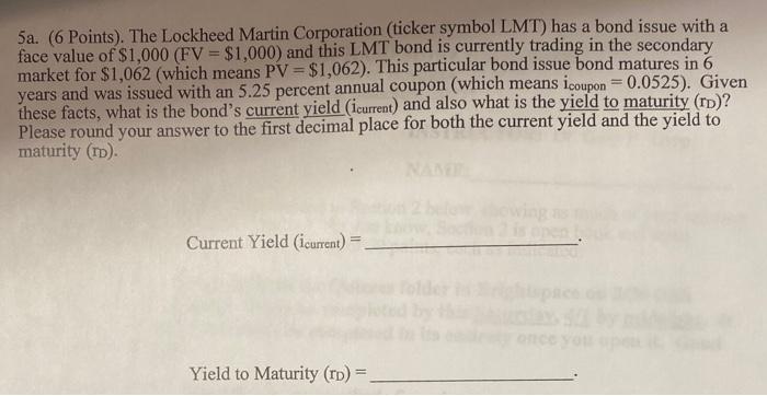 Solved 5a. (6 Points). The Lockheed Martin Corporation | Chegg.com