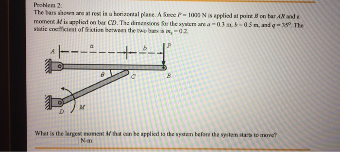 Solved Problem 2: The bars shown are at rest in a horizontal | Chegg.com