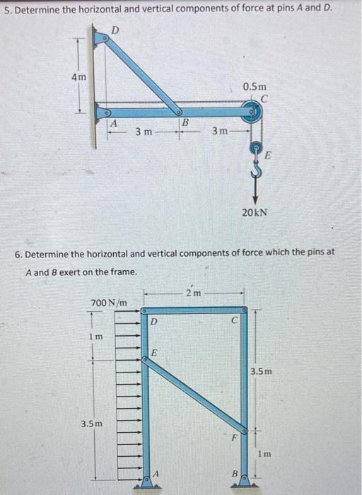 Solved 5. Determine the horizontal and vertical components | Chegg.com