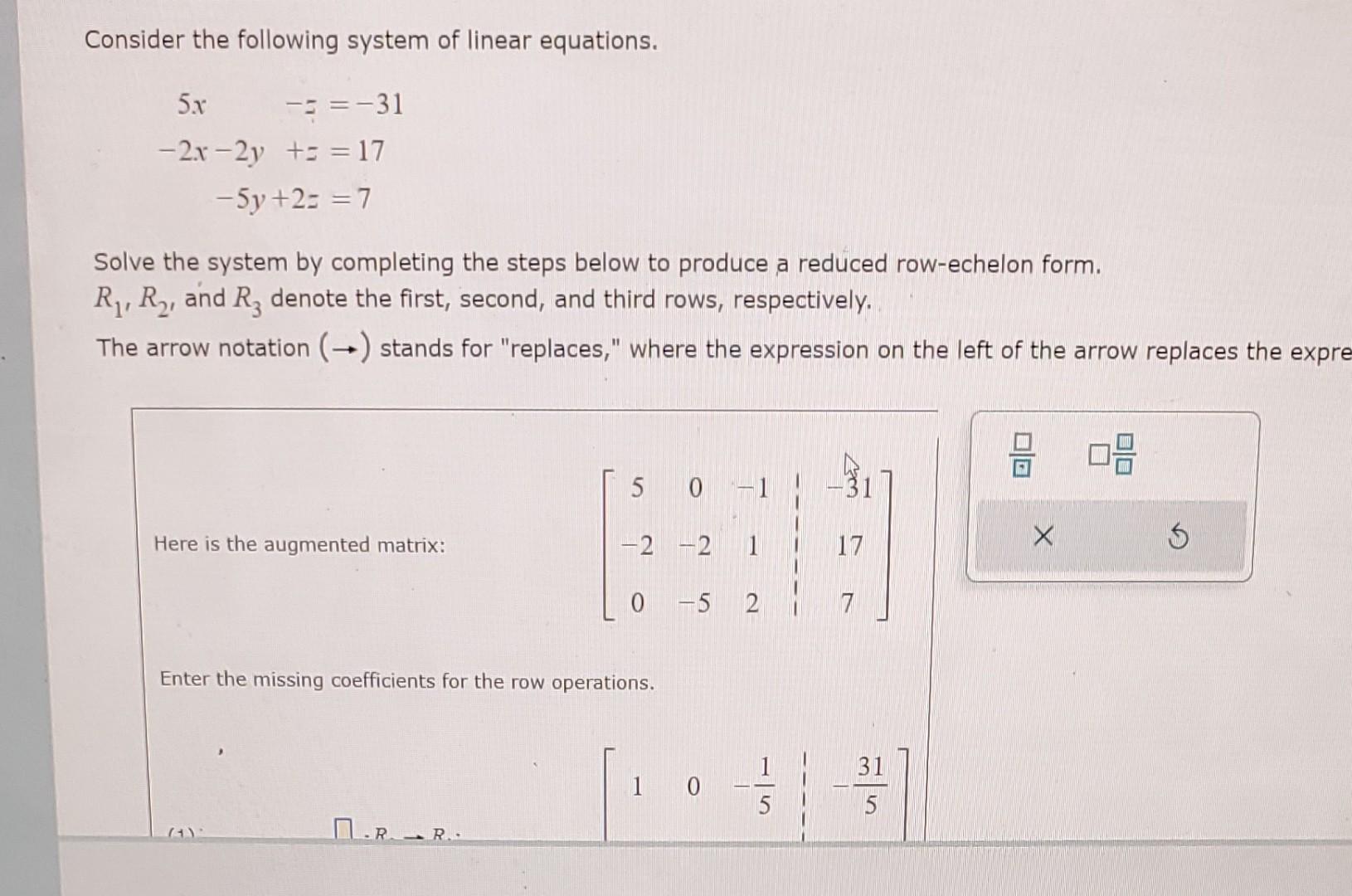Solved Consider the following system of linear equations. | Chegg.com