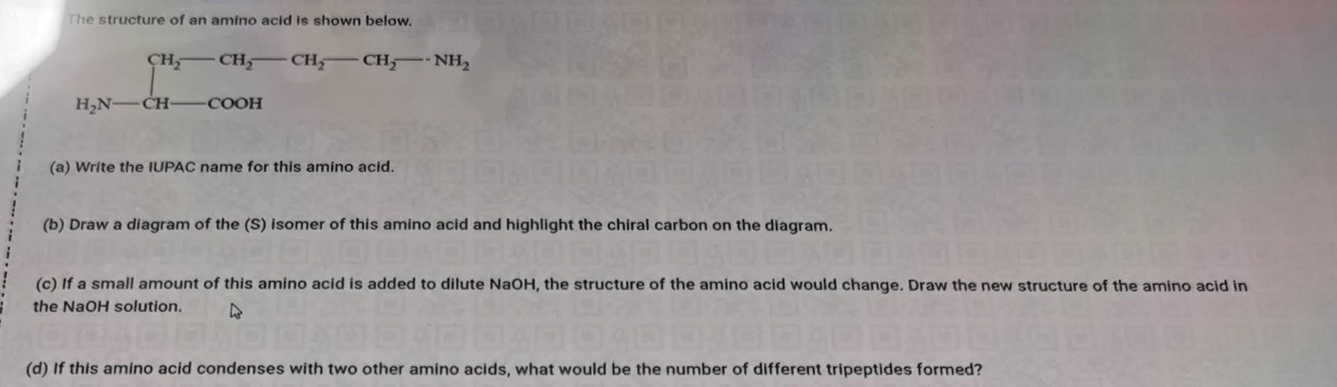 Solved The structure of an amino acid is shown below. (a) | Chegg.com