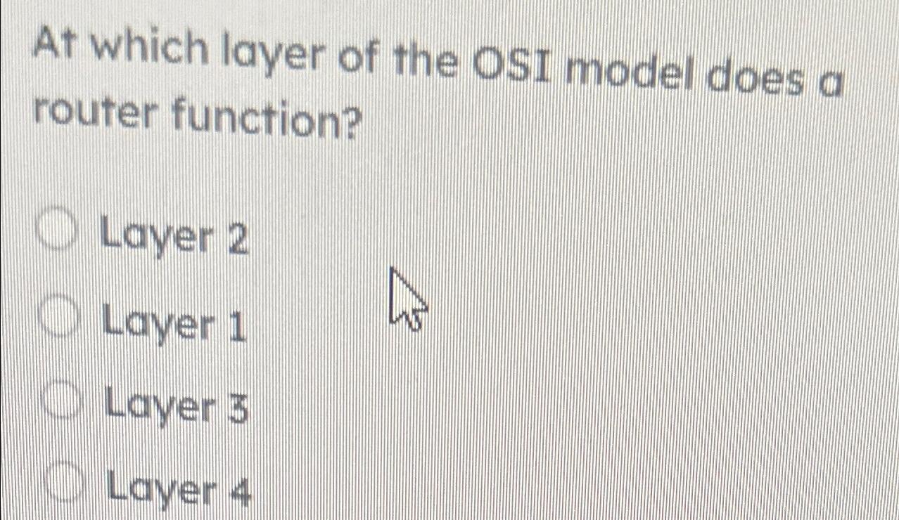 Solved At which layer of the OSI model does a router | Chegg.com