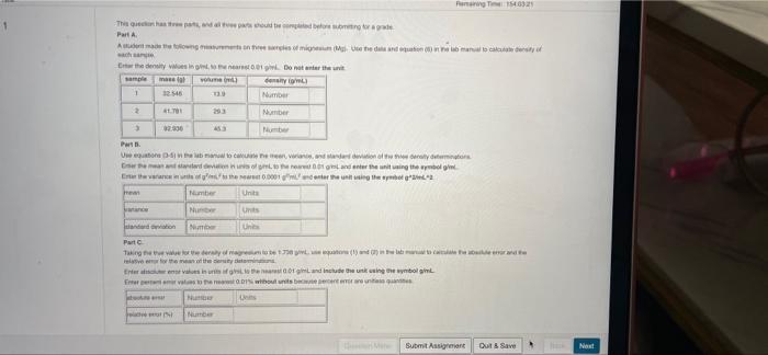 Solved This question has three parts, and all three parts | Chegg.com