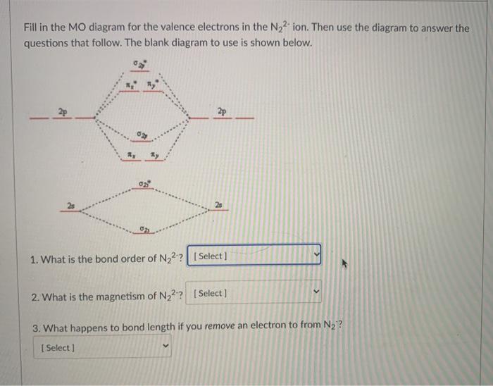 Solved Fill in the MO diagram for the valence electrons in | Chegg.com