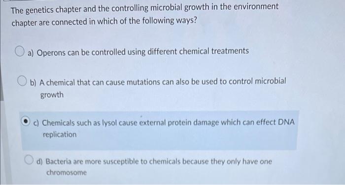 Solved The Genetics Chapter And The Controlling Microbial | Chegg.com