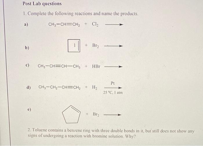 Solved Post Lab questions 1. Complete the following | Chegg.com