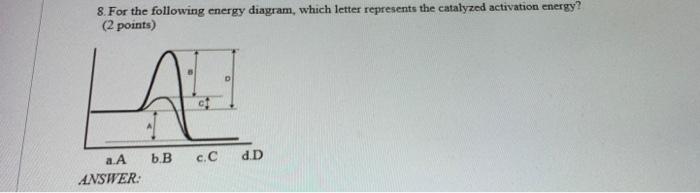 Solved 8. For The Following Energy Diagram, Which Letter | Chegg.com