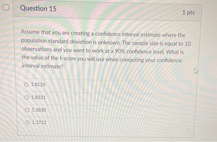 Solved Question 3 1 pts Assume you conduct a study to | Chegg.com