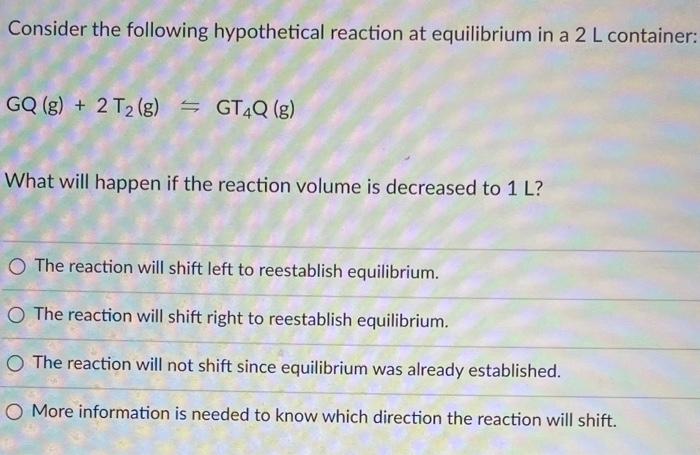 Solved Consider the following hypothetical reaction at | Chegg.com