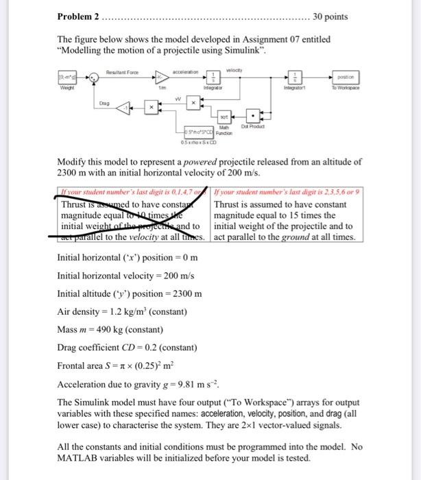 Problem 2 30 points The figure below shows the model | Chegg.com