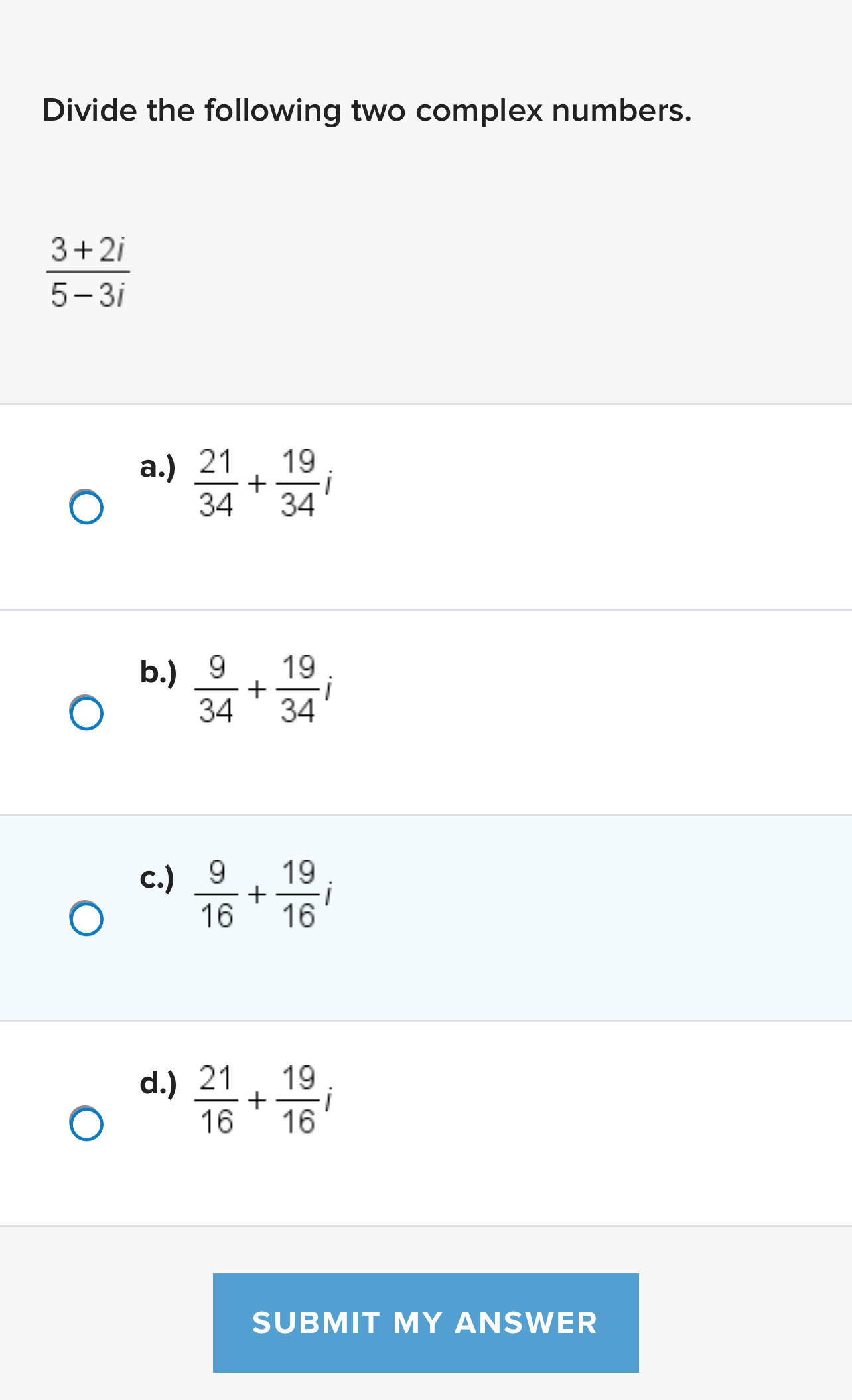 Solved Divide the following two complex | Chegg.com