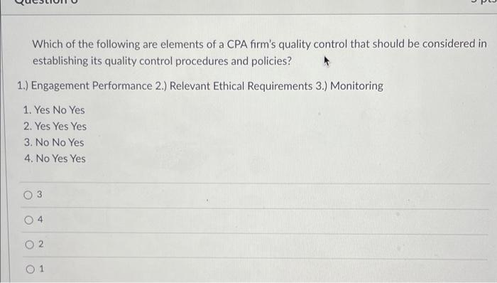 Solved Which of the following are elements of a CPA firm's | Chegg.com