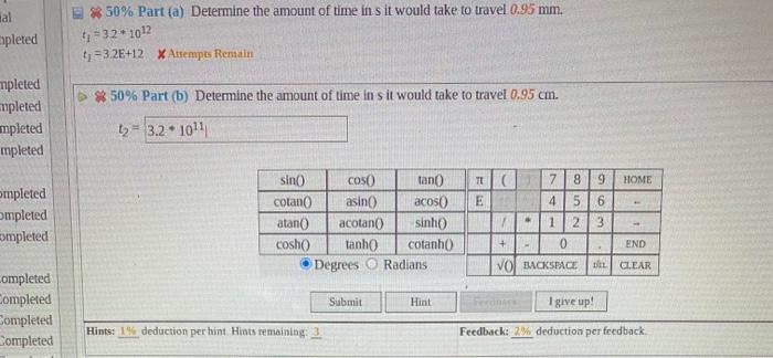 Solved $ 50% Part (a) Determine the amount of time in s it | Chegg.com
