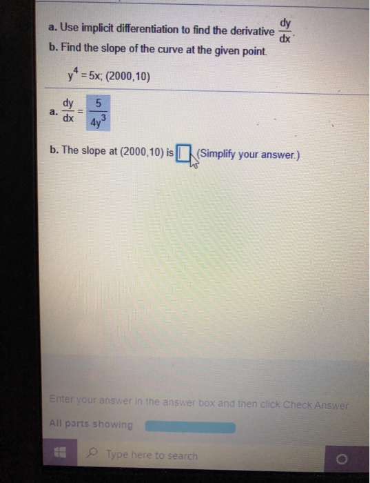 Solved dy a. Use implicit differentiation to find the | Chegg.com