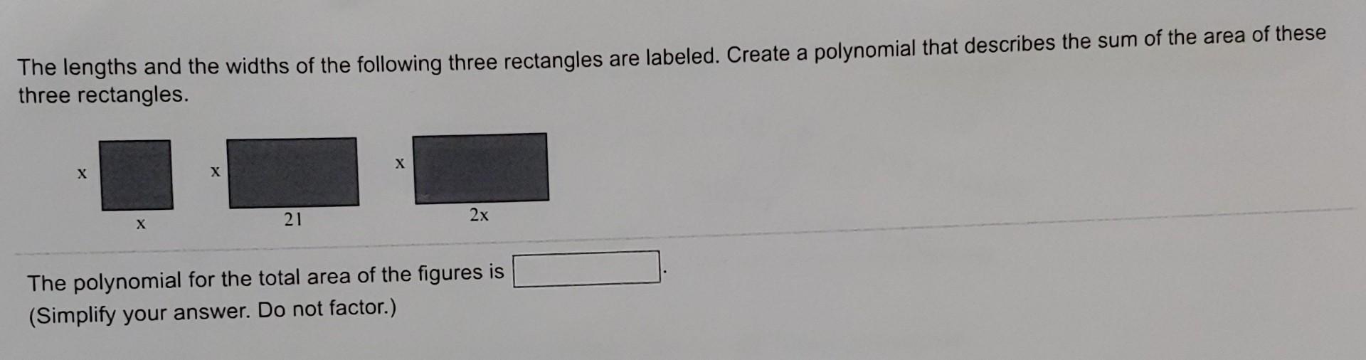 Solved The lengths and the widths of the following three | Chegg.com