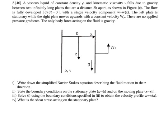 Solved A viscous liquid of constant density ρ and kinematic | Chegg.com