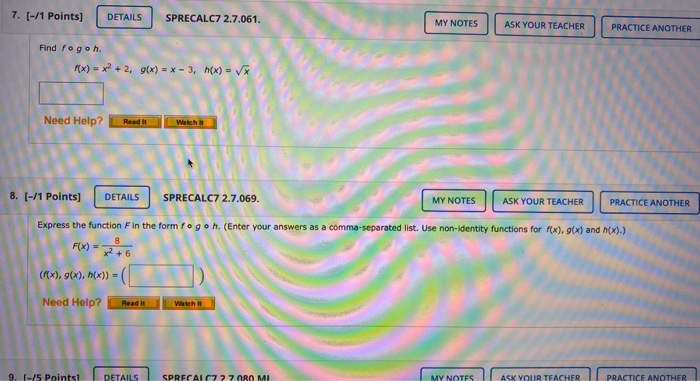 Solved 7 1 Points] Details Sprecalc7 2 7 061 My Notes