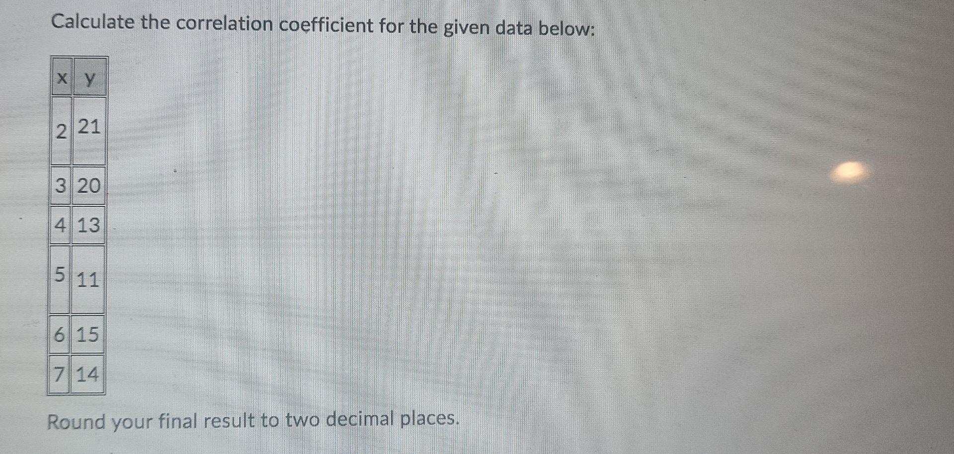 Solved Calculate the correlation coefficient for the given | Chegg.com