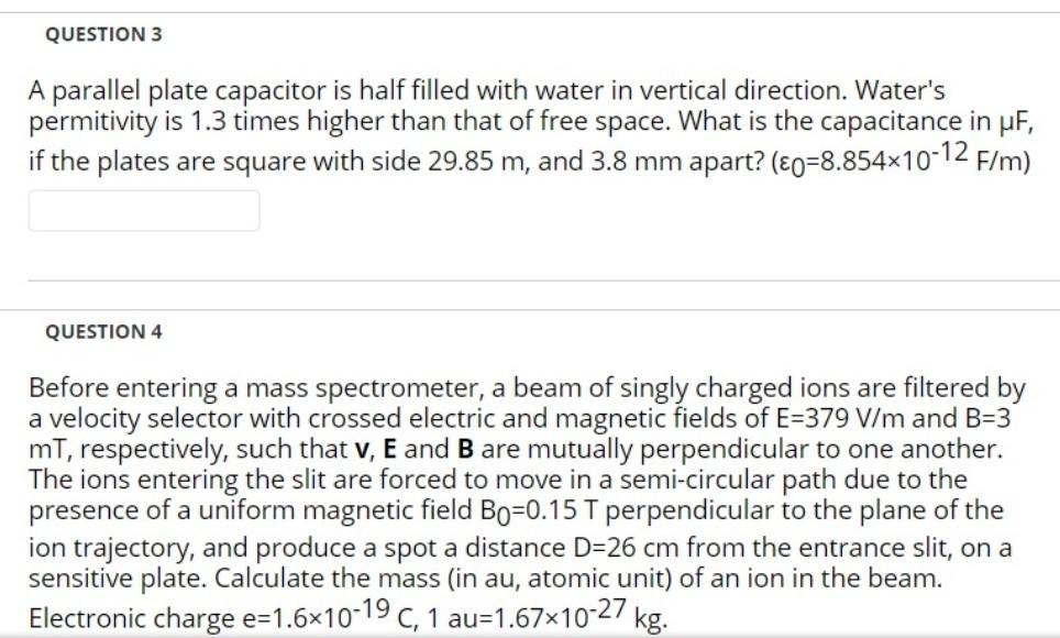 Solved QUESTION 3 A parallel plate capacitor is half filled | Chegg.com