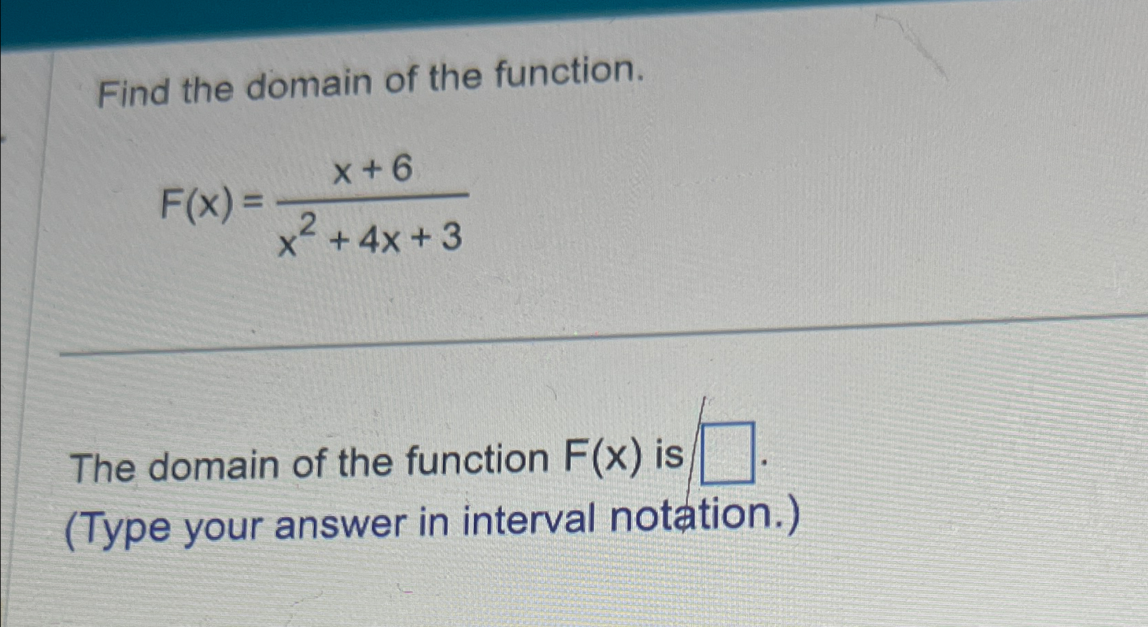 find the domain of the function fx 1 x 2 x 6