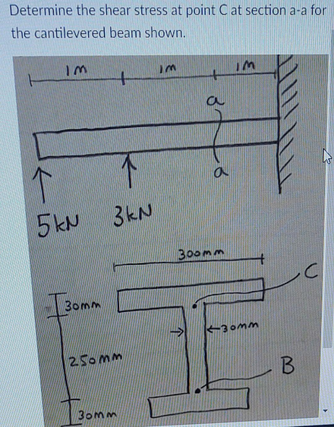 Solved Determine the shear stress at point C at section a-a | Chegg.com