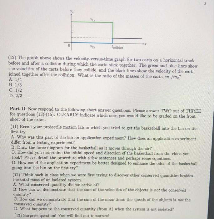 Solved V 0 collision (12) The graph above shows the | Chegg.com