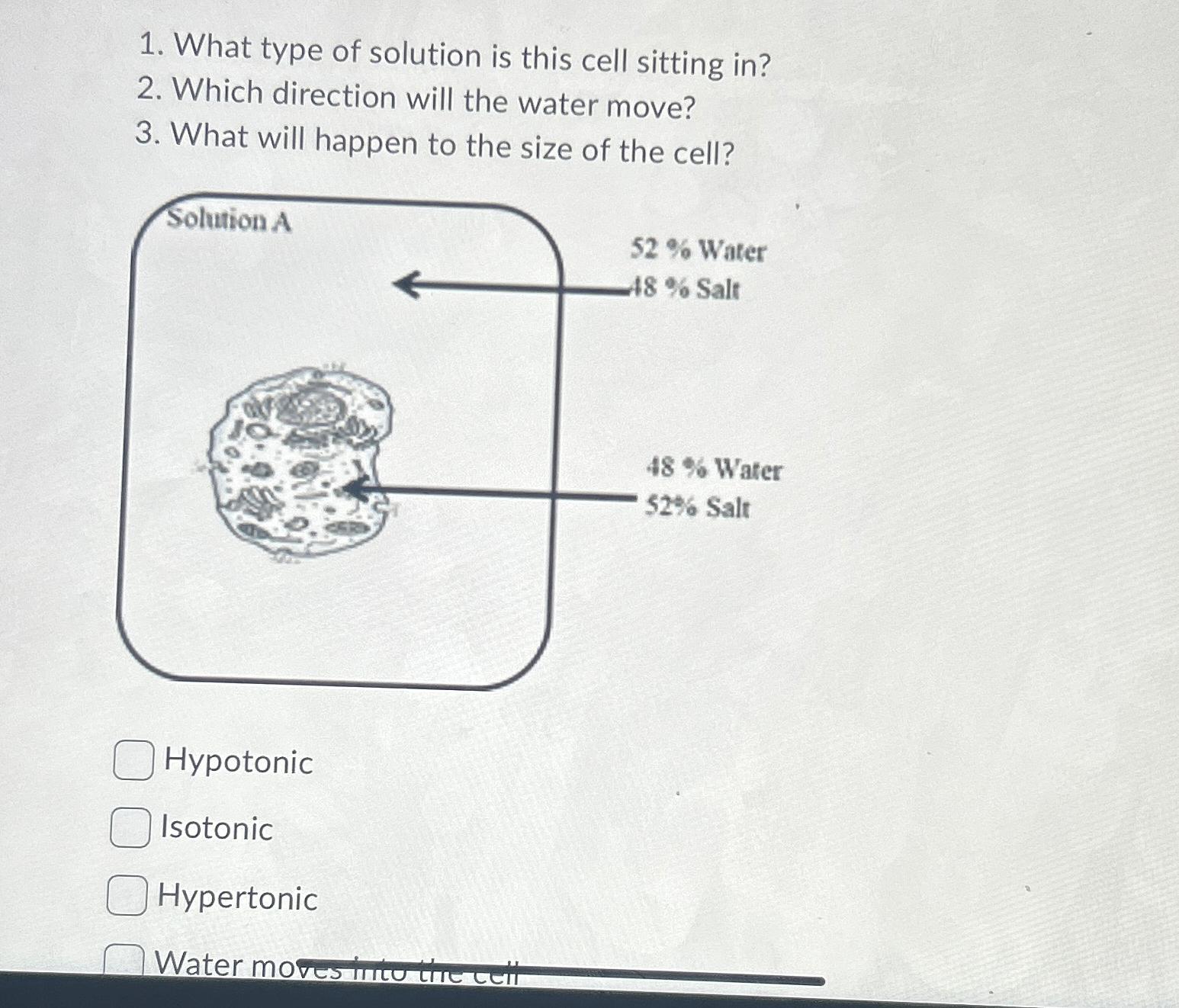 Solved What type of solution is this cell sitting in?Which | Chegg.com