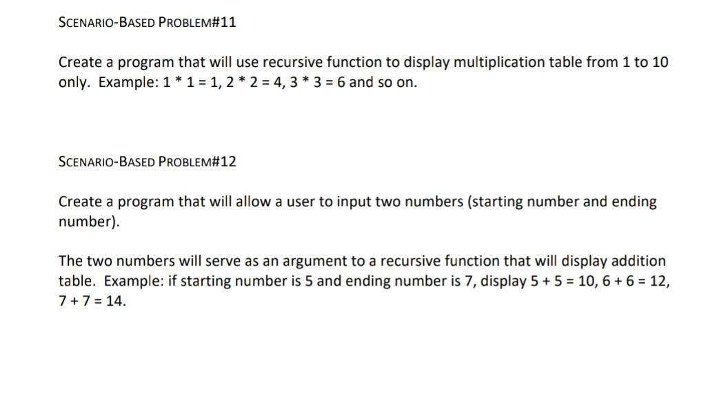 Solved SCENARIO-BASED PROBLEM#11 Create a program that will | Chegg.com