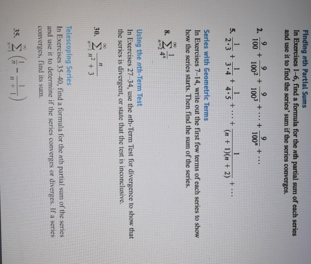 Solved Finding nth Partial Sums In Exercises 1-6, find a | Chegg.com