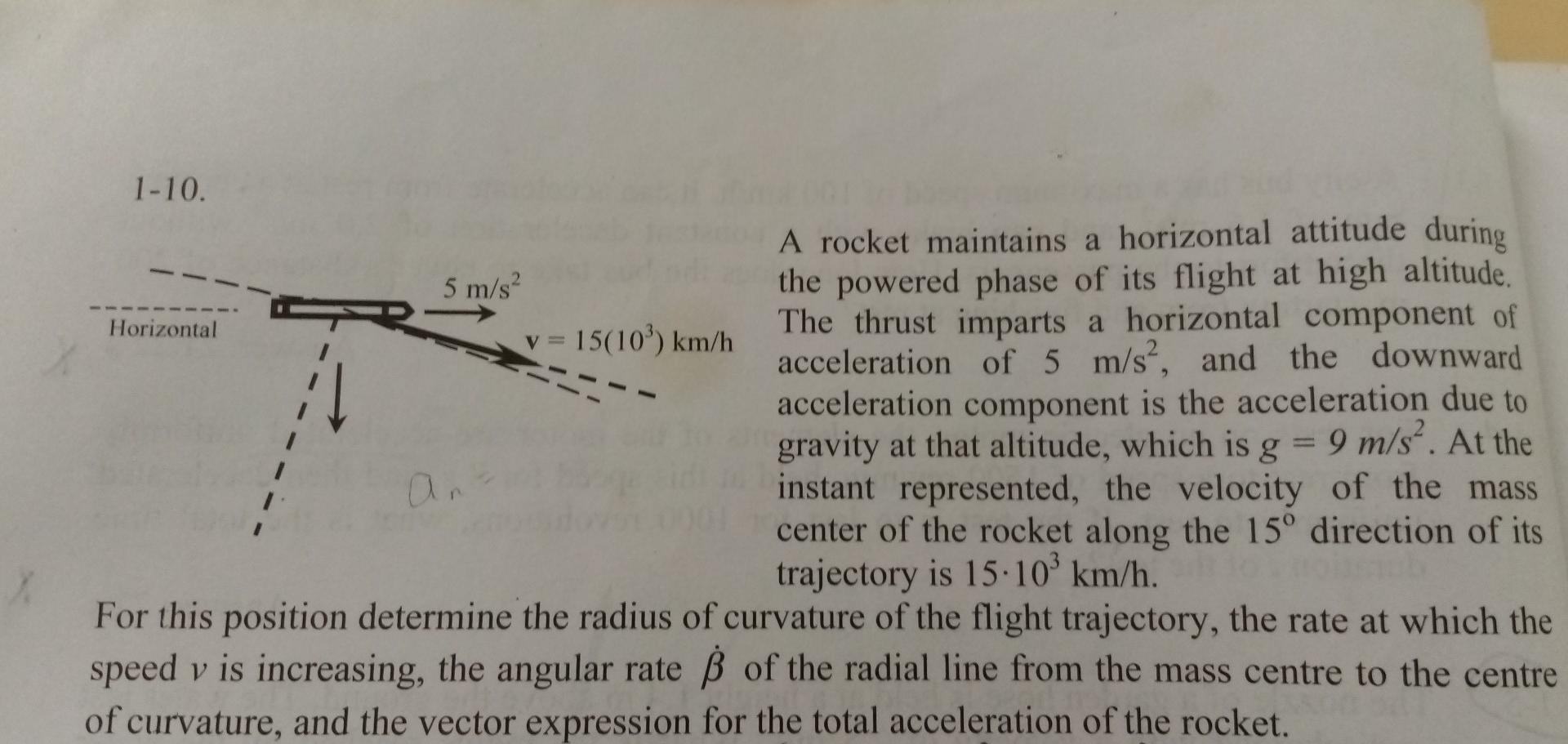 Solved 1-10 Horizontal A Rocket Maintains A Horizontal | Chegg.com