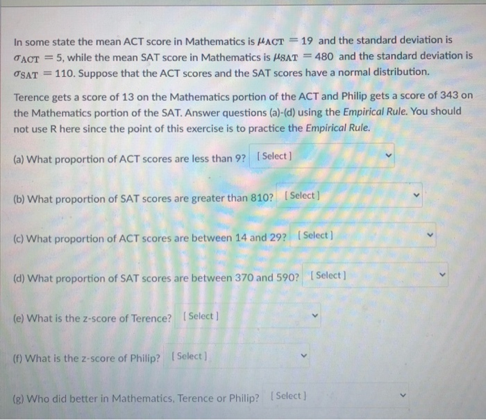 Solved In some state the mean ACT score in Mathematics is | Chegg.com